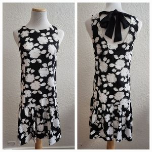 Kensie Black & White Floral Flounce Dress
